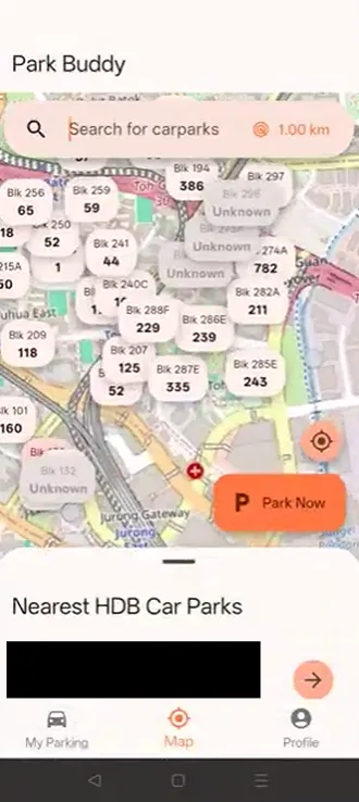 Park Buddy map screen